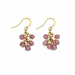 HK1056 S925 Strawberry Quartz Dangle Earrings
